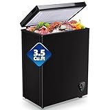TACOOL 3.5 Cu.ft Chest Mini Freezr with Wheels Deep Freezer for Bulk Storage Top Open Door 2 Removable Baskets 7 Modes Temperature for Home Apartment Kitchen Black