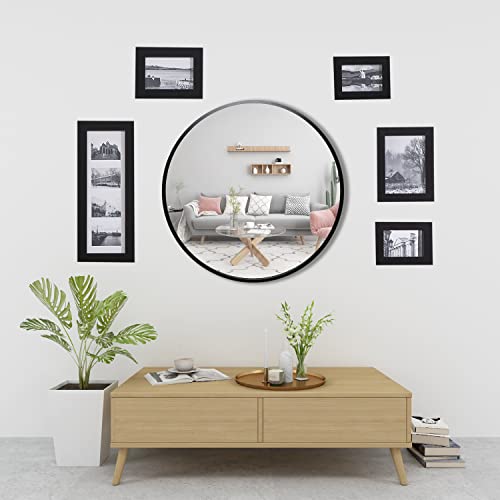 Frameworks 20" Deluxe Contemporary Black Circular Aluminum Mirror #TOP4