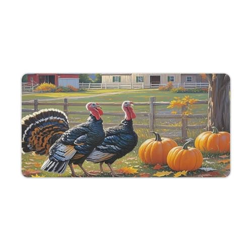 Tapis de souris de jeu citrouille 61x30,5cm avec base en caoutchouc antidérapant et bords cousus