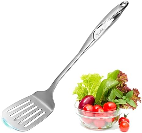 BAERFO High-grade Stainless Steel Slotted Spatula,Cooking Slotted Turner for Kitchen 1-Pcs (13.5 inch)
