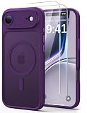 JJL for iPhone Air Case with 2 Pack Screen Protectors, Compatible with MagSafe, Full Camera Protection, Slim Translucent Matte Magnetic Phone Cover for iPhone 17 Air, Deep Purple