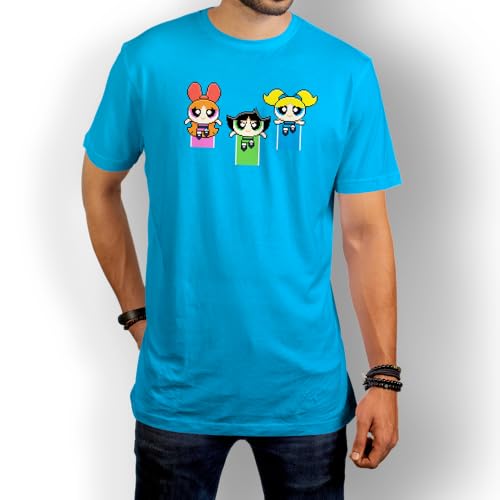 Pixoworld Camiseta de Manga Corta, 100% Algodón, Ropa Unisex para Hombres y Mujeres en 5 Tallas. Modelo Supernenas. (FR/ES, Letras, L, Regular, Regular, Azul)