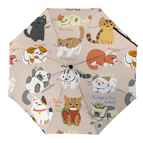 Parapluie pliable chat mignon contre la pluie et les rafales de vent