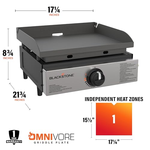 Blackstone 1971 Original 17” Tabletop Griddle with Stainless Steel Front Plate, Powder Coated Steel, Black