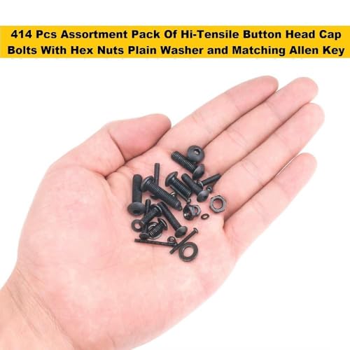 Image of High Tensile Button Head Bolts Dia M6 Assorted Lengths 8MM-30MM Pack of 414 Pcs with Plastic Box Assortment