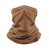 ACUSHLA Polaina de cuello 100 % lana merina, máscara de esquí, bufanda, calentador de cuello para hombres y mujeres, para todo tipo de clima, peso medio, camello