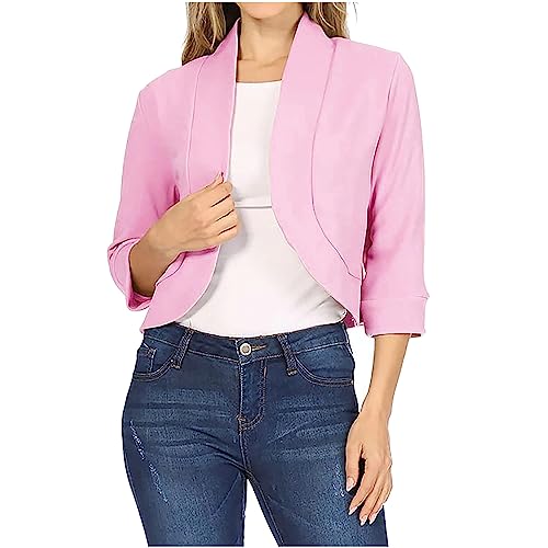 Womens Casual Blazer Jacket Sale Clearance Short Suit Jackets Open Front Blazer Coats Elegant Blazer Ladies Plain Cardigans Long Sleeve Tops Work Office Formal Suit Lightweight Jacket Wedding Guest