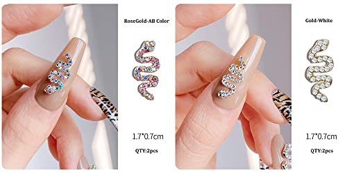 Leby 18 Pieces Mixed Size 3D Snake Nail Art Charms Rhinestones Metal Diamond Gems For Diy Acrylic Nail Decoration #TOP6