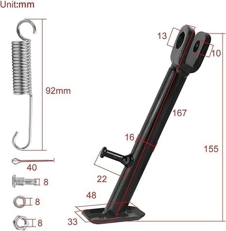 Motorcycle Kickstand Side Stand Kick Stand with Spring for PW80 PW 80 PY80 G80T Peewee Y-Zinger,Kickstands Jiffy Stands