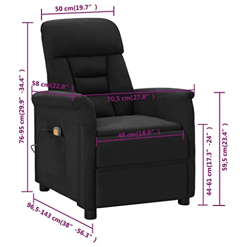 Vidaxl Massage Chair, Massaging Recliner Chair For Elderly, Adjustable Sleeper Chair For Home Theater Cinema, Black Faux Suede Leather #TOP3