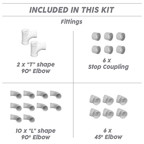 Ovo Complet Central Vacuum 3 Inlets Installation Kit With 50 Ft Pvc Pipe And Fittings Included, White #TOP4