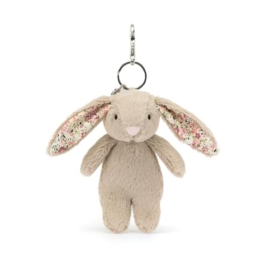Jellycat Blossom Beige Bunny Clip-On Keychain Bag Charm