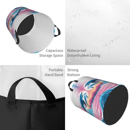 Panier à linge 62L pliable M avec poignées Dauphins
