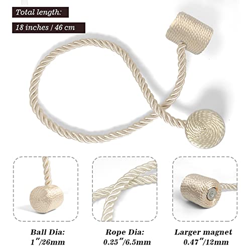 image for Hion Magnetic Curtain Tiebacks Beige 2pcs, Curtain Tiebacks Buckles Ho