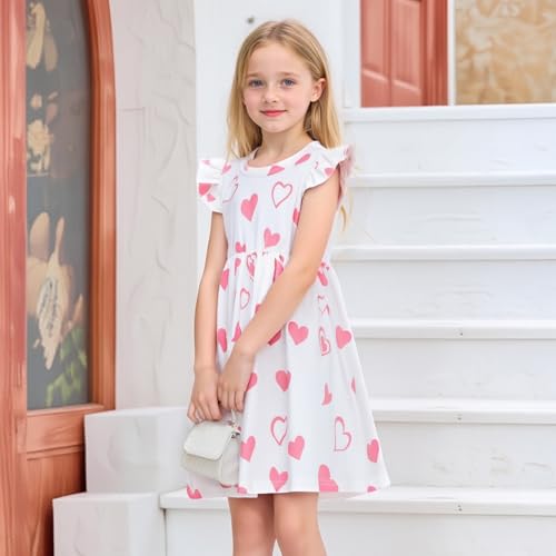 Image of Toddler Little Girls Casual Dresses Short Sleeve Crew Neck Graphic Cartoon Dress for 2-8 Years