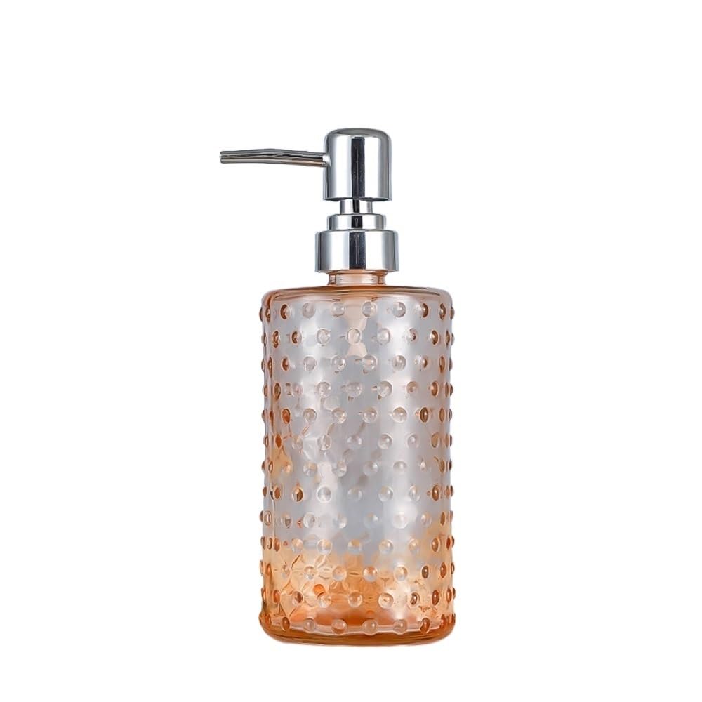 Dispenser di sapone per bagno, casa/hotel/bagno, in vetro, con pulsante, per flacone di lozione da 500 ml, contenitore cilindrico trasparente, blu/trasparente/grigio/arancione/rosa, dispenser per c