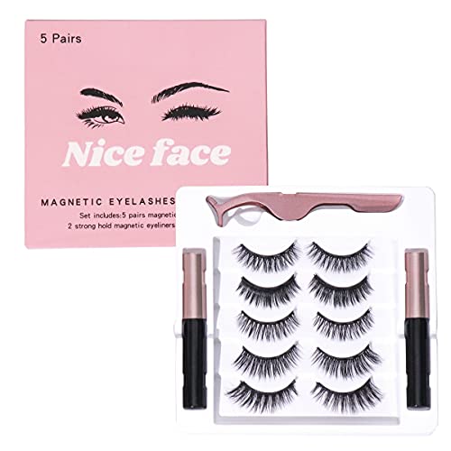 Magnetic Eyelash Kit with 2 Eyeliners and Tweezers [5 Pairs] Faux Mink | Cruelty Free
