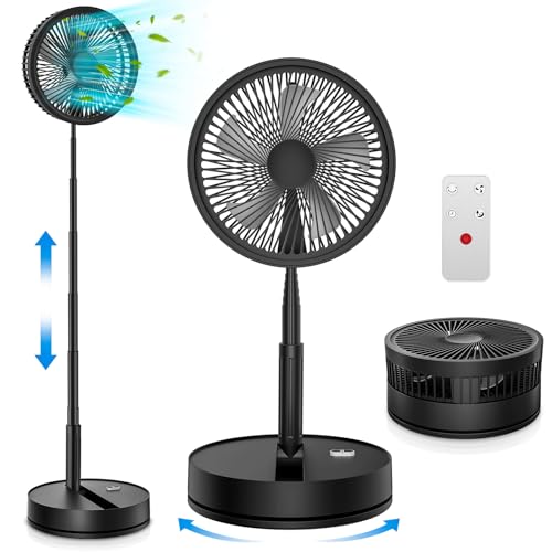 LBSTP Ventilador de pie Portatil Silencioso con Mando - 9'' Ventiladores Plegable USB 7200mAh...