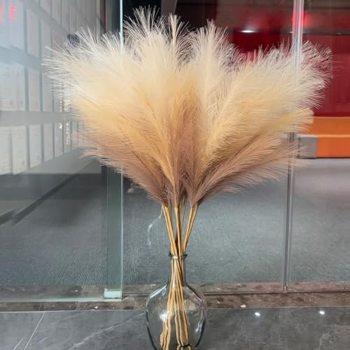 Image of 38 inch 10 Stems Faux Pampas Grass Tall Decor for Floor Vase (Beige Mixed)
