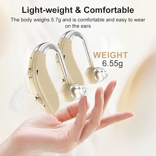 Image of Fastwell F27-2 Unit For Both Ear Rechargeable Hearing Aids for Adults with Hearing Loss, Mild To Moderate, Noise Reduction Ear Machine, (Beige-Pair) 1-Year Warranty