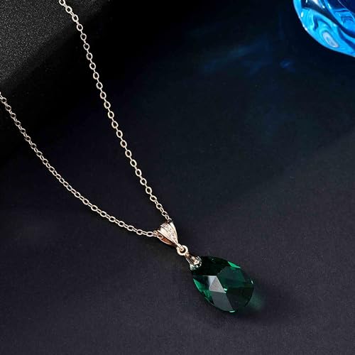 Austrian Crystals Teardrop Pendant Necklace for Women 14K Gold Plated Eco-friendly Brass Hypoallergenic Jewelry3