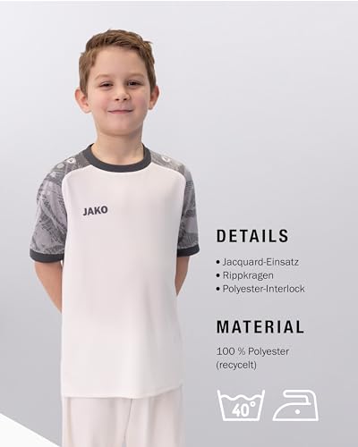 JAKO Trikot Iconic, Chemise Enfants Unisexes, weiß/Soft Grey/Anthra Light,