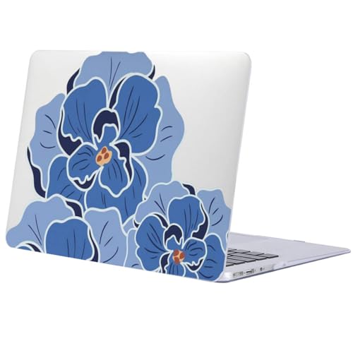 Coque rigide MacBook Pro 15 pouces anti-rayures plastique durable imprimé floral bleu A1707