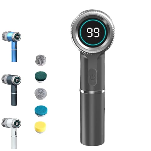 Cleaning Without Hurting Your Hands Multifunctional Electric Cleaning Brush, Electric Power Spin Scrubber Scrub 1brush With Replaceable 5 Cordless Cleaning Brushes Heads For Cleaning Bathroom (grey)