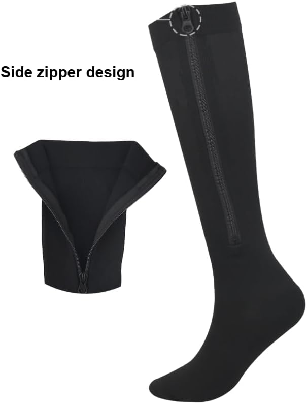INOGIH Medical15-20mmHg Zipper Compression Socks for Women and Men - Varicose-Recovery Knee-High Compression-Stockings - Image 4