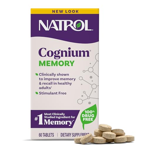 Natrol Cognium Memory, Brain Health Supplements for Adults, Dietary Supplement for Brain Health and Clinically Shown to Improve Memory and Recall in Healthy Adults, 60 Tablets, Up to a 30 Day Supply