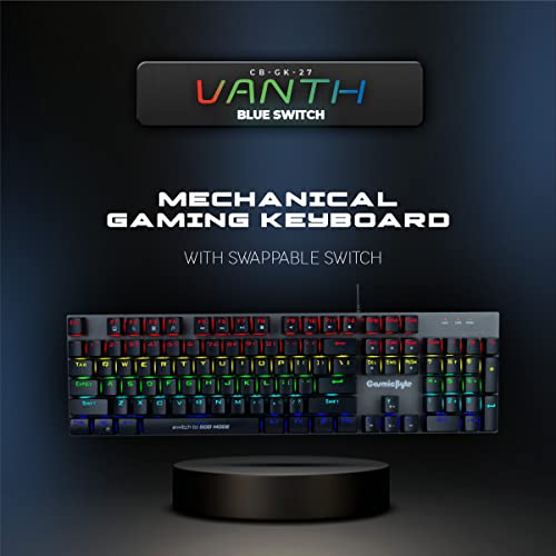 Cosmic Byte CB-GK-27 Vanth Mechanical Keyboard Upgraded with Swappable Outemu Blue Switches and Rainbow LED (Black/Grey) view 2