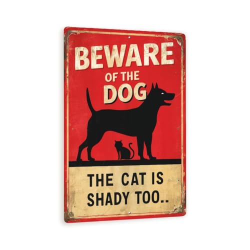 Vintage-Style "Beware Of The Dog - The Cat Is Shady