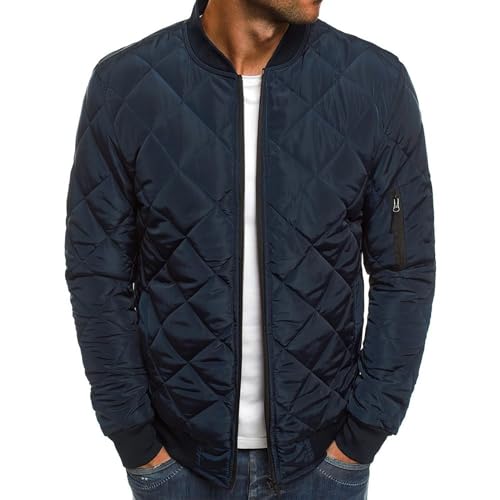 Image of Quilted Bomber Jacket Mens Bomber Jackets Diamond Winter Fall Coats