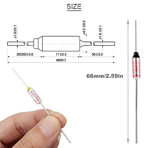 Youmile 10 pcs SF214E SEFUSE 216 Degree Celsius Metal Thermal Cutoffs Thermal Fuse 10A 250V with GT-1 Crimp terminal Silicone fiberglass sleeving for Household Electrical appliances - Image 3