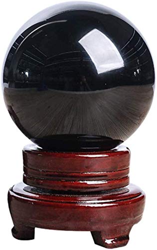 zaizai 80Mm Natural Black Obsidian Sphere Large Crystal Ball Healing Stone with Base