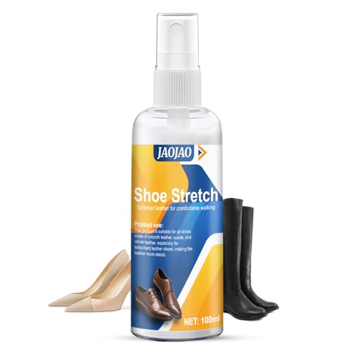 JAOJAO 3-in-1 Shoe Stretch Spray & Leather Softener, Professional Boot Stretcher & Conditioner Liquid for Fast Stretching Tight Pointed Shoes, Suede, Suede, Canvas, Unisex - 100ml
