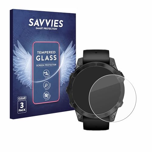 savvies Armoured Glass 3-Pack compatible with Garmin Epix Pro (Gen 2) (47 mm) Tempered Glass Screen Protector [Shockproof, 9H Ultra Hard]