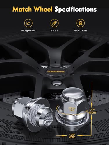 Image of MIKKUPPA M12x1.5 Lug Nuts Set of 24pcs Hex 13 /16'' (21mm) Chrome OEM Factory Style Mag Seat Lug Nuts Replacement for Toyota Lexus Factory Wheels