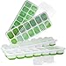 Price comparison product image KEPLIN 4 x Ice Cube Trays with No-Spill Removable Lid, Easy Release Flexible Silicone Moulds, BPA Free and LFGB Certified, Durable, Stackable, Dishwasher Safe (Green)