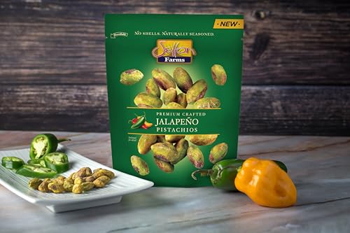 Setton Farms Naturally Seasoned Pistachio Kernels, Jalapeno, No Shell Pistachios, Certified Non-GMO, Gluten Free, Vegan and Kosher, 5 oz Resealable Pouch