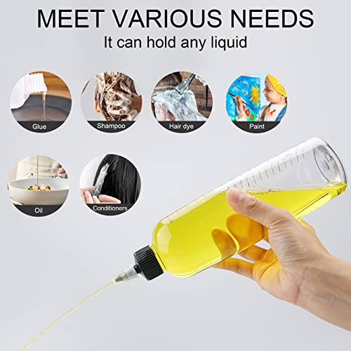 Cosywell Hair Oil Applicator 16.9Oz Measured Hair Squeeze Bottles With Graduated Scale Hair Dye Applicator Bottle Twist-On Top Tip Cap Empty Plastic Hair Color Oil Bottle 2 Pack #TOP4