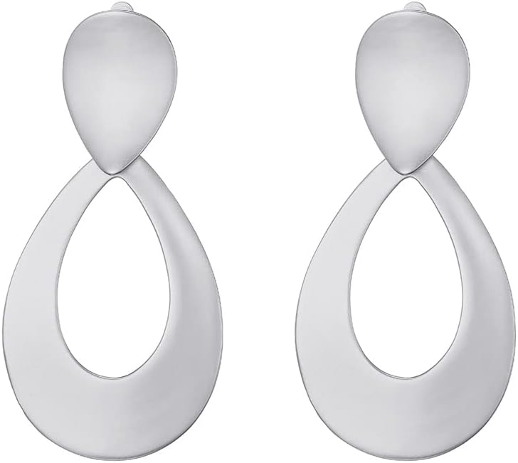 Matte Gold Silver Tear Drop Clip On Earrings for Women Vintage Clip Earrings for Women Girls