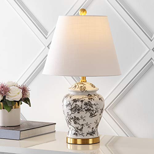 JONATHAN Y JYL3005C Penelope 22" Chinoiserie Classic LED Lamp, Gray/White Cottage for Bedroom, Living Room, Office, Coffee Table, 1 Light
