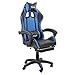 Brigros - Sedia da Gaming Racing Ergonomica Reclinabile con Braccioli, Poltrona Ufficio Girevole con Rotelle, Poggiapiedi, Poggiatesta e Cuscino Lombare in Similpelle, Portata: 125kg (Blu)