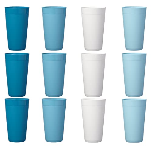 Us Acrylic Newport 20 Ounce Unbreakable Plastic Stackable Water Tumblers In Blue Sky | Set Of 12 Drinking Cups | Reusable, Bpa-Free, Made In The Usa, Top-Rack Dishwasher And Microwave Safe #TOP6