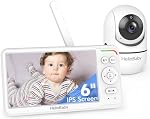Moniteur de bébé HelloBaby écran IPS de 6 pouces, première mondiale, batterie de 30H, sans WiFi, caméra vidéo panoramique inclinable avec vision nocturne, VOX, communication bidirectionnelle, 1000 pi, moniteur vidéo audio portable idéal pour maman, personnes âgées
