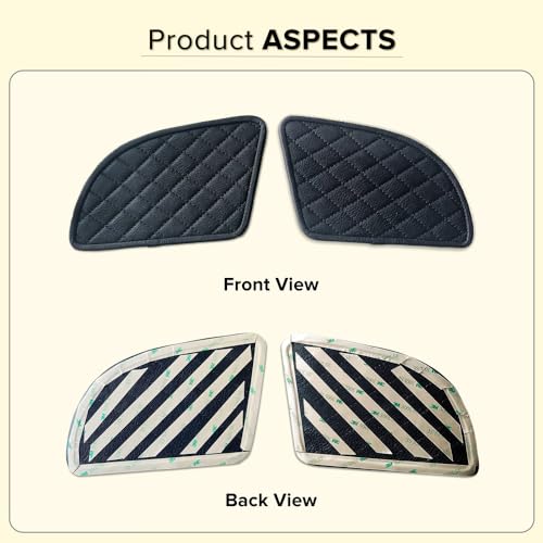Image of RE Continental GT Pure Leather Tank Knee Pads Durable (Checkered Black with Black Stitch) Tank Pads for Bike /Black