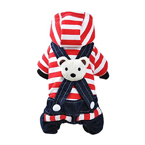 Dog Dress Dog Clothe Dog Costume Doggie Dress Cat Outfits Apparel Striped Denim Skirt Overalls Pet Clothing Teddy Dog Pomeranian Bear Pet Autumn and Winter Small Dog Pet Winter Clothes