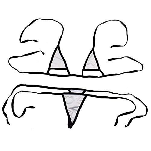 Motanar Brasilianischer Mini-Bikini mit Tanga, glänzend, sexy Dessous, G-String, Weiß, Medium Cover