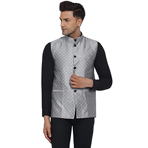 Image of Veera Paridhaan Men's Jacquard Printed Nehru Jacket